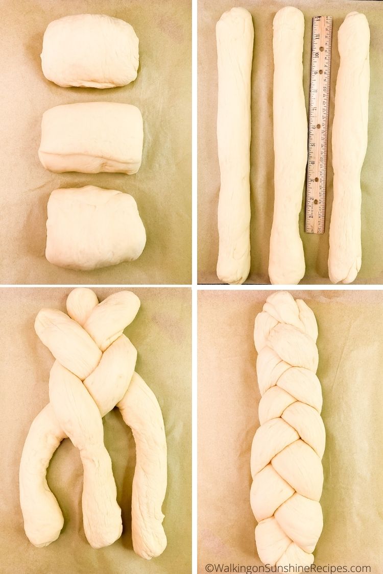 how to braid bread dough. 