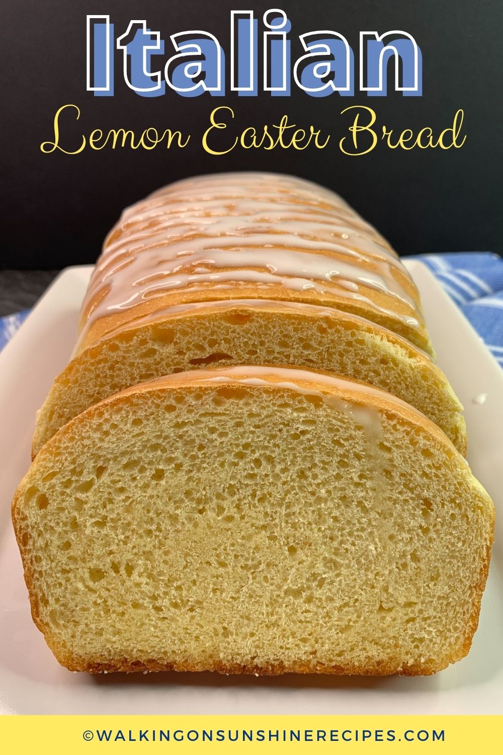 slice lemon bread with glaze.