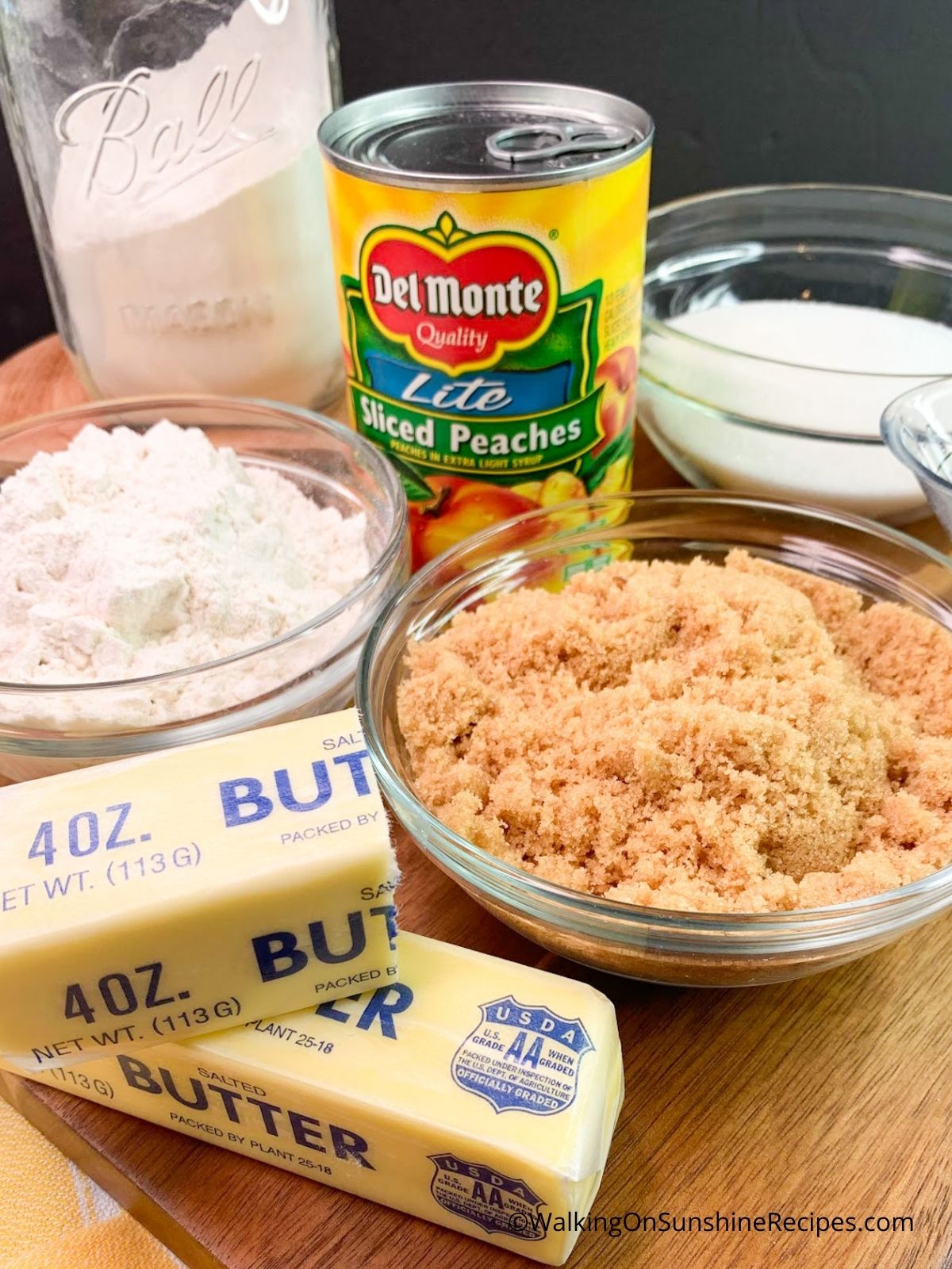 Ingredients for Peach Cobbler with Brown Sugar Crumble