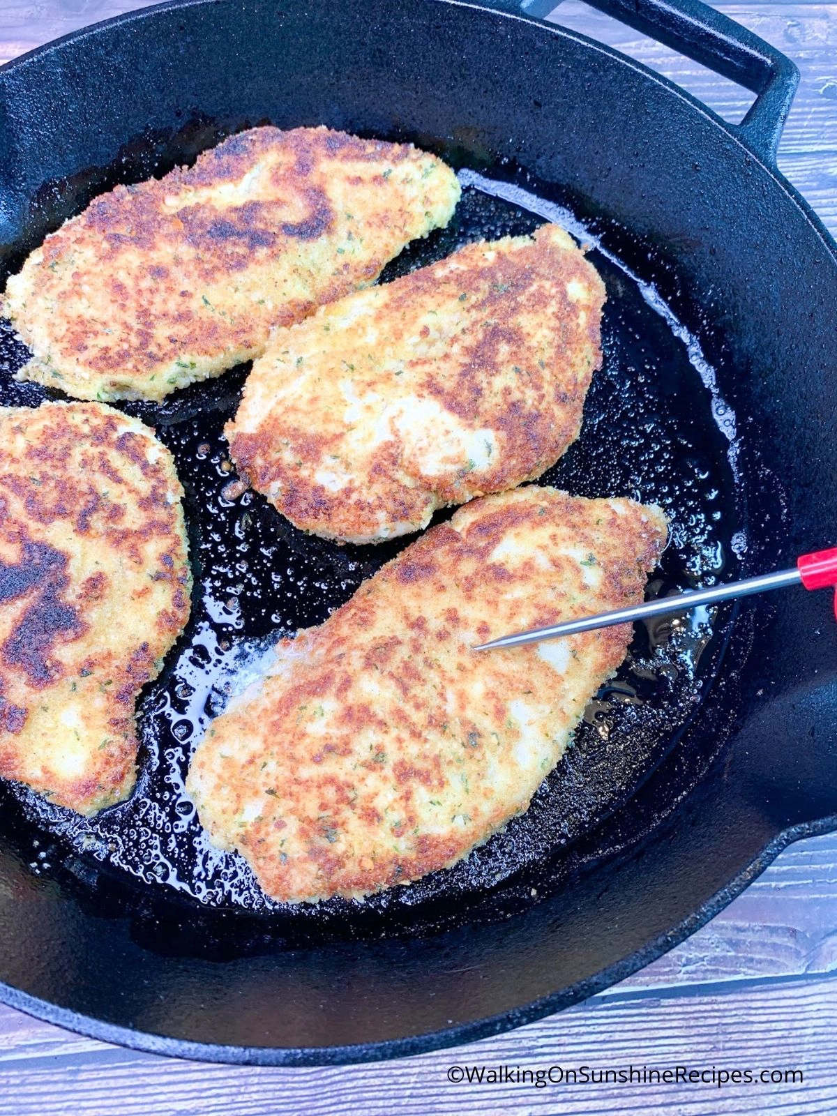 Test chicken cutlets with instant read thermometer to ensure internal temperature at 165.