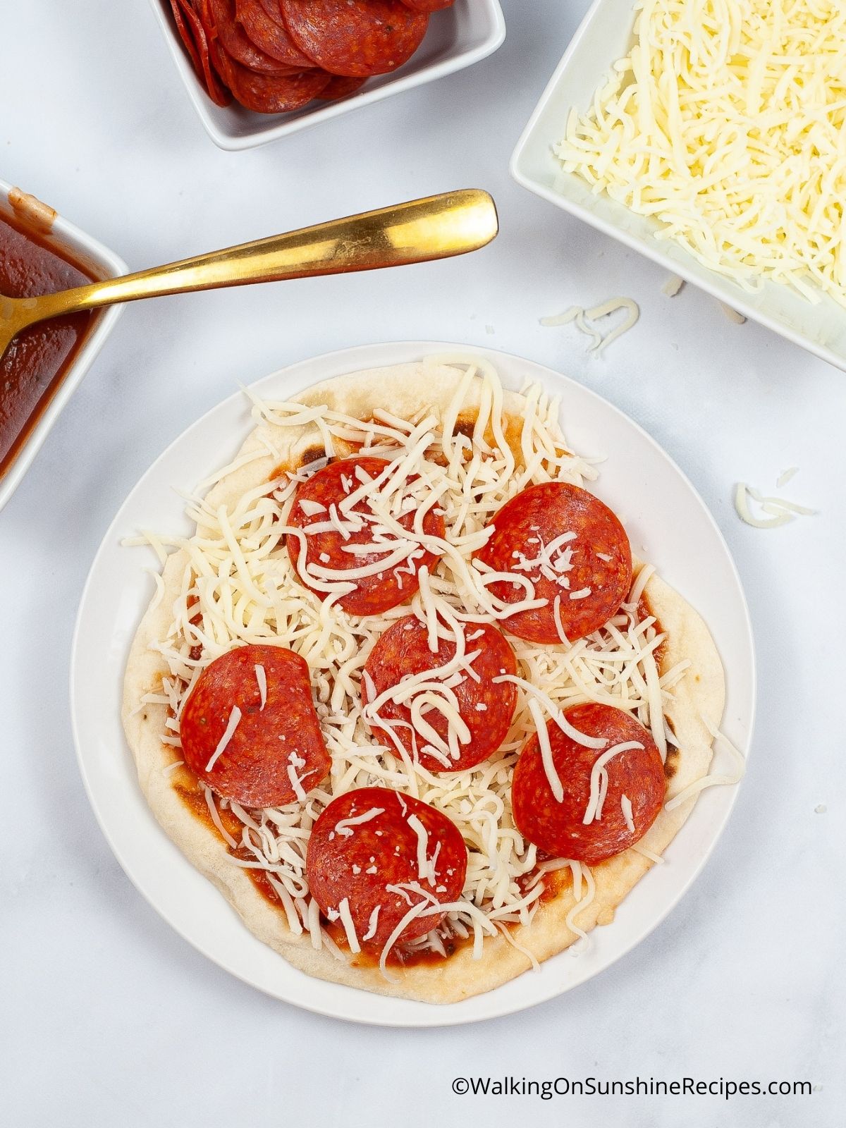 air fryer pizza before baking.