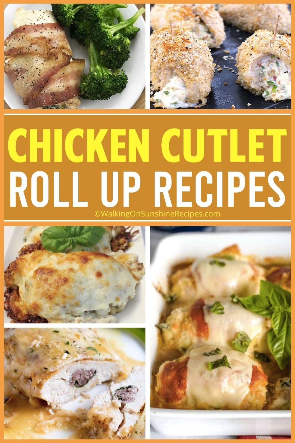 20 different chicken recipes rolled up with savory ingredients. 