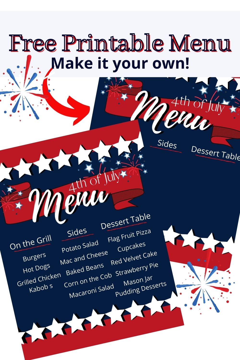 free printable patriotic menu. 