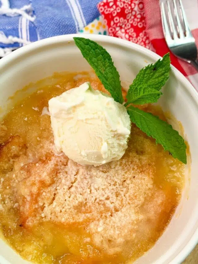 Air Fryer Peach Dump Cake Story