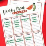 grocery list and meal plan printable.