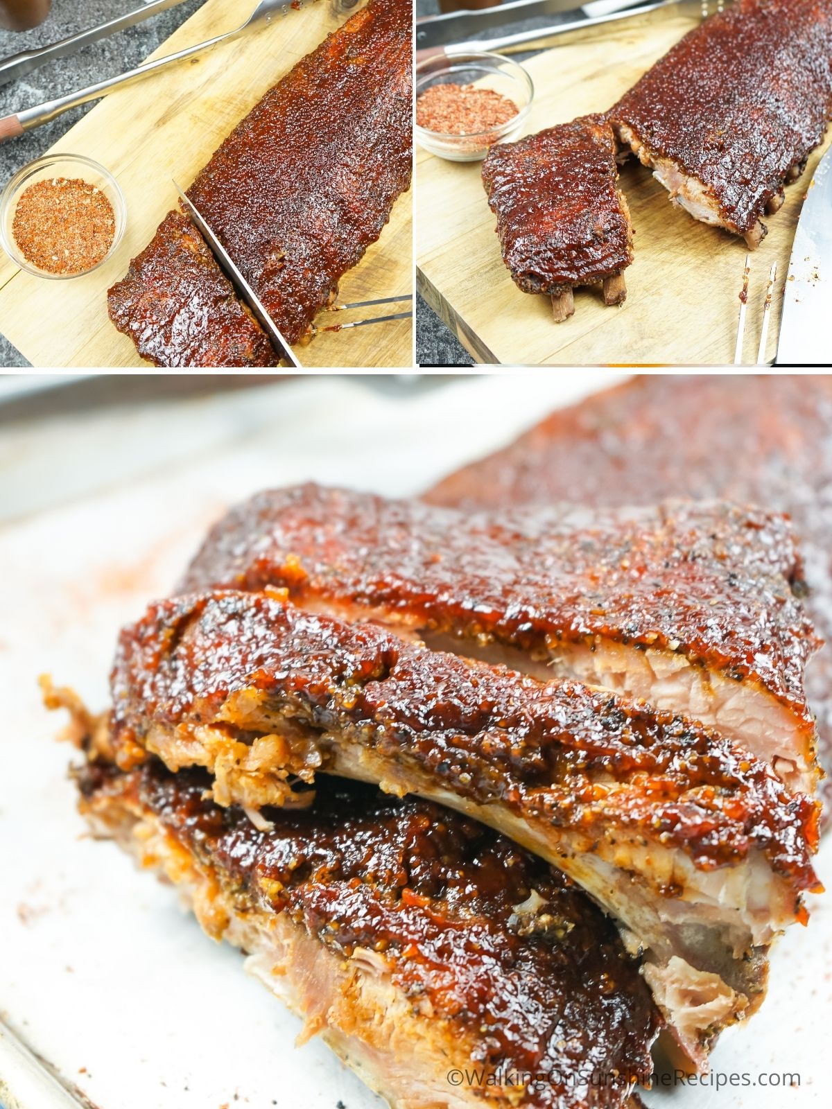 oven baked ribs sliced