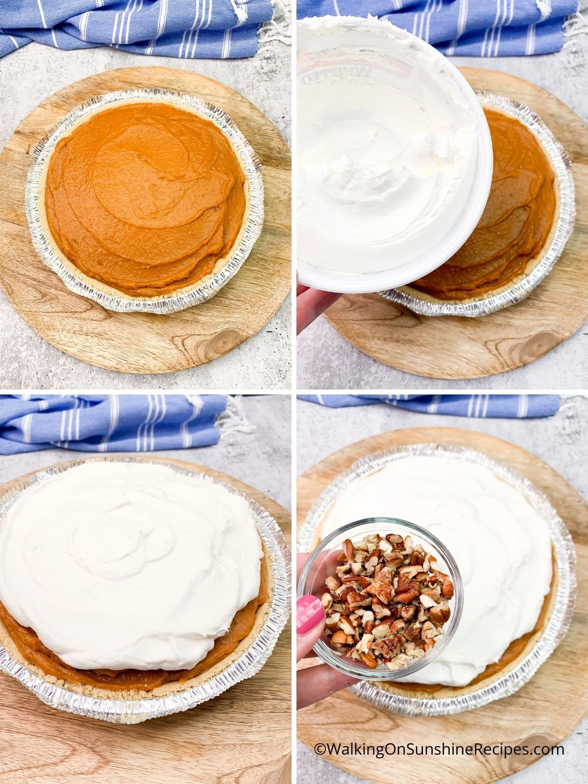 Add Cool Whip topping to the top of pumpkin mixture.