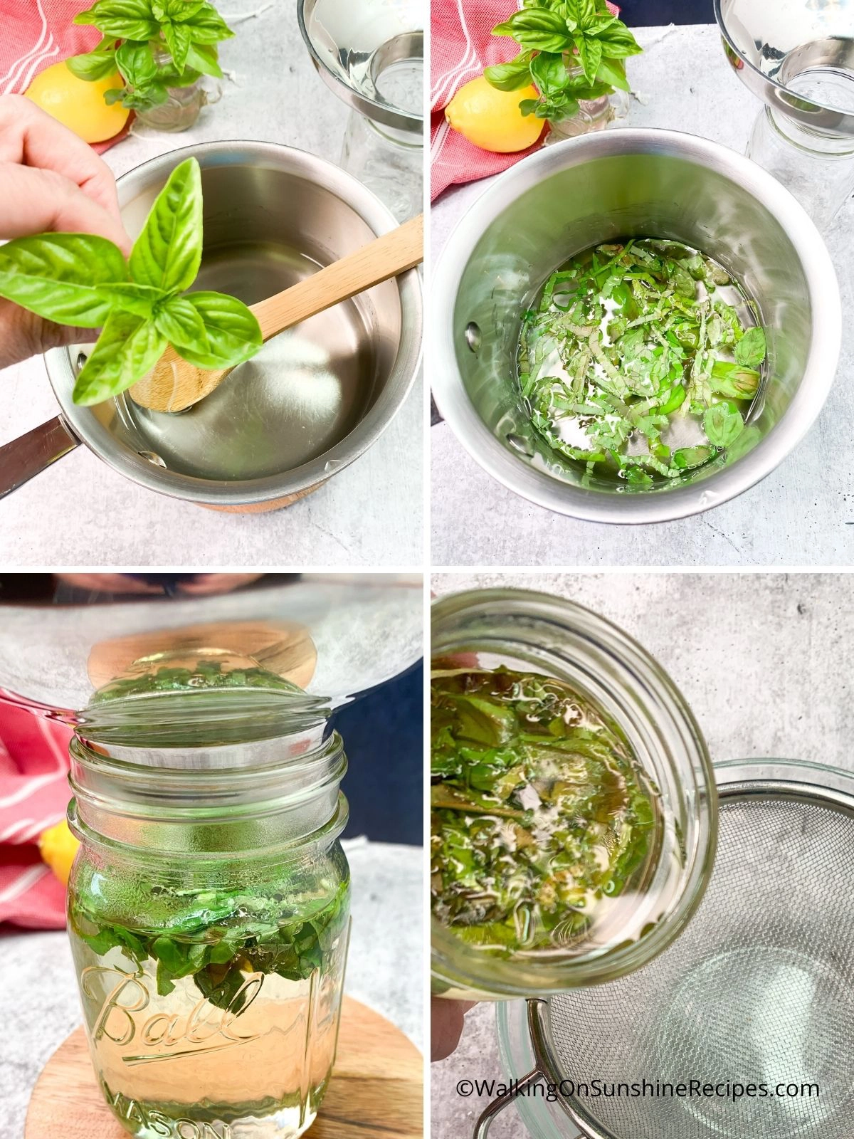 Add basil leaves to simple syrup.