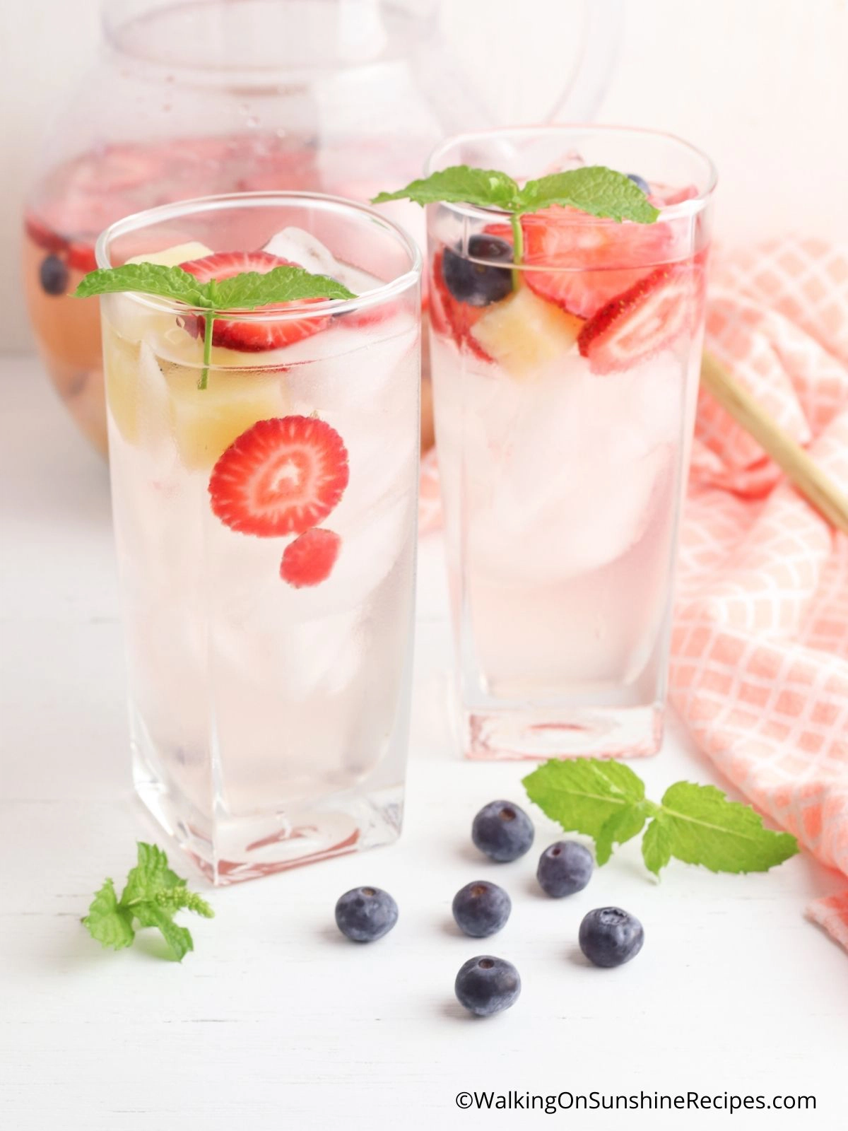Fruit Infused Coconut Water in glasses.