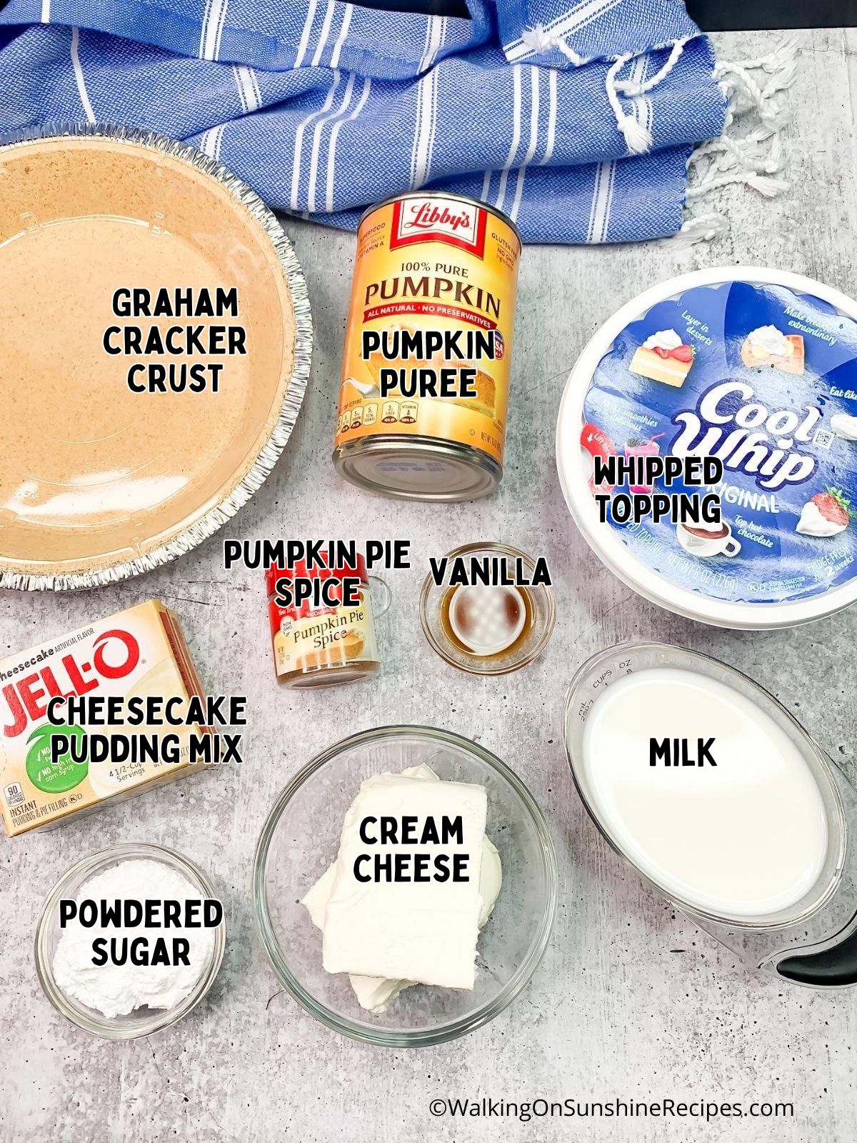 Ingredients for No Bake Pumpkin Cheesecake