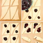 Spread blueberry pie filling on crescent triangles.