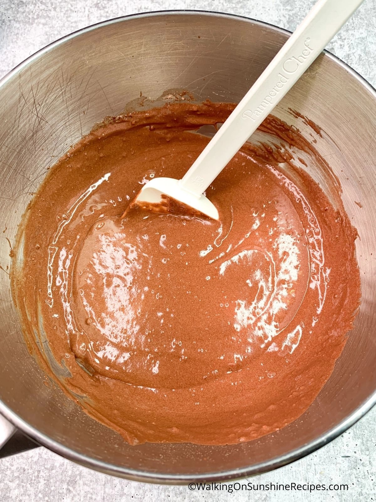 chocolate cake mix in bowl.