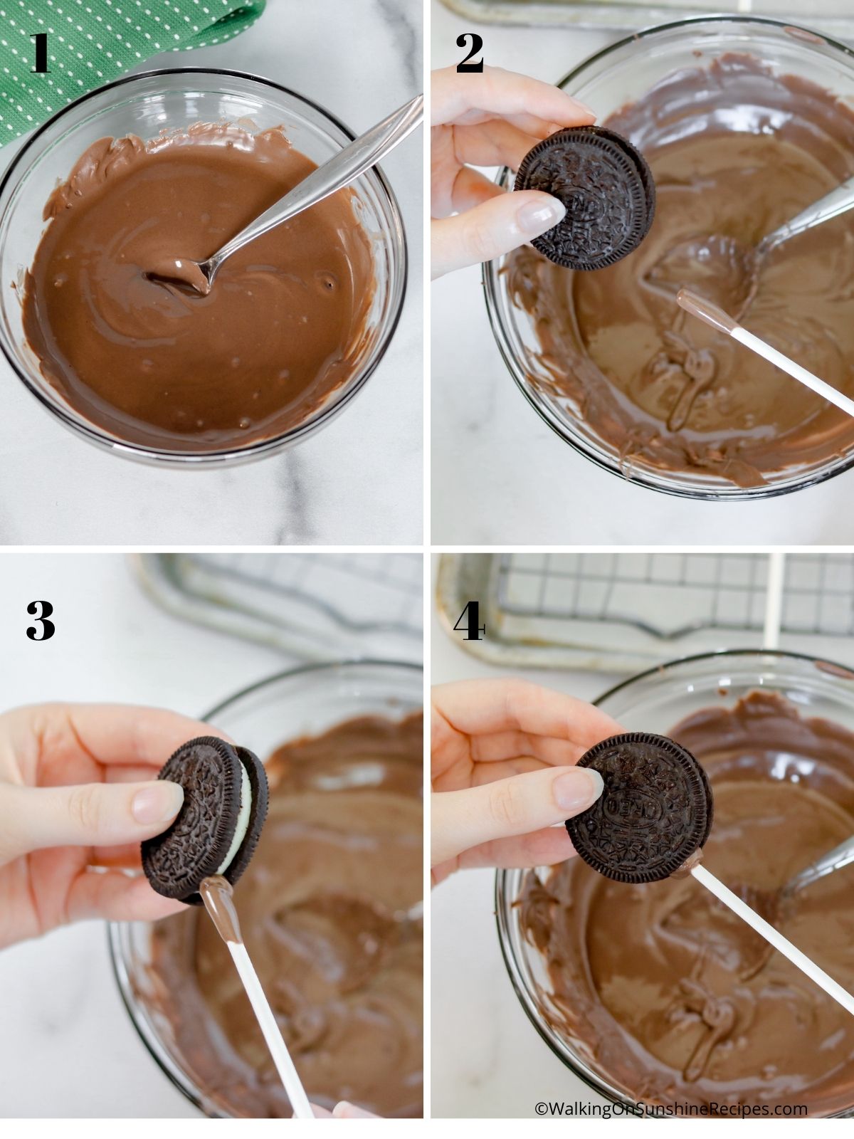 Dipping Oreos in Melted Chocolate.