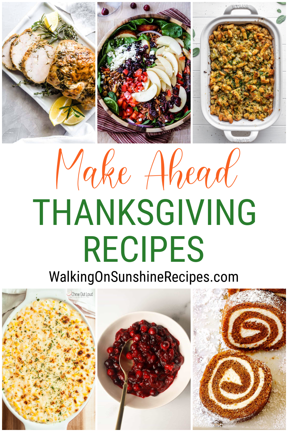 collection of recipes to prepare ahead of time for Thanksgiving.