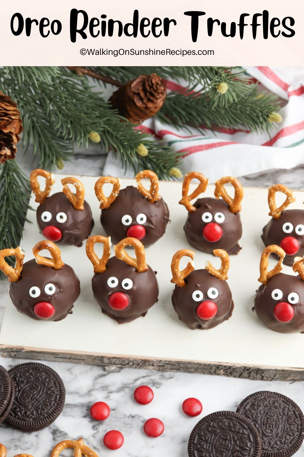 Chocolate covered Oreo Reindeer Truffles. 