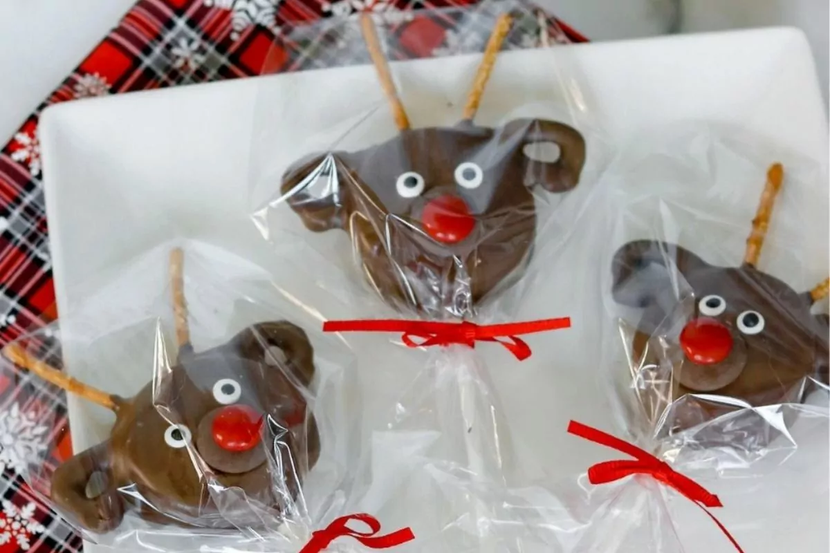 Reindeer treats wrapped in clear bags