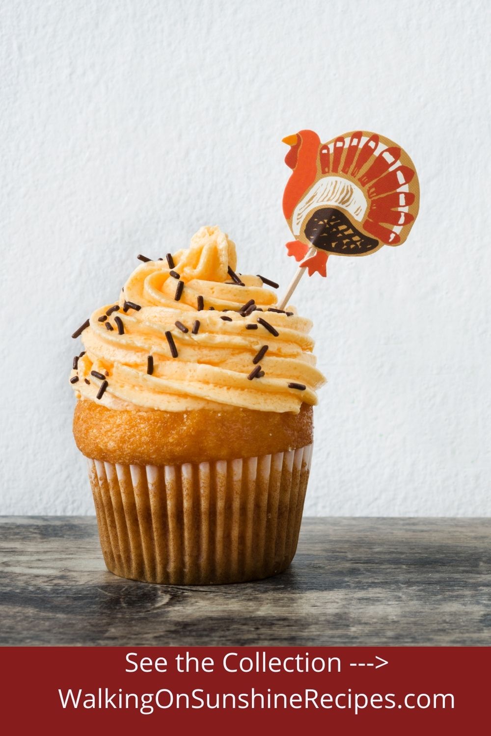 cupcake with paper turkey design. 