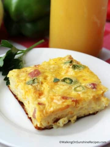 Farmer's Breakfast Casserole with Hash Browns on plate.
