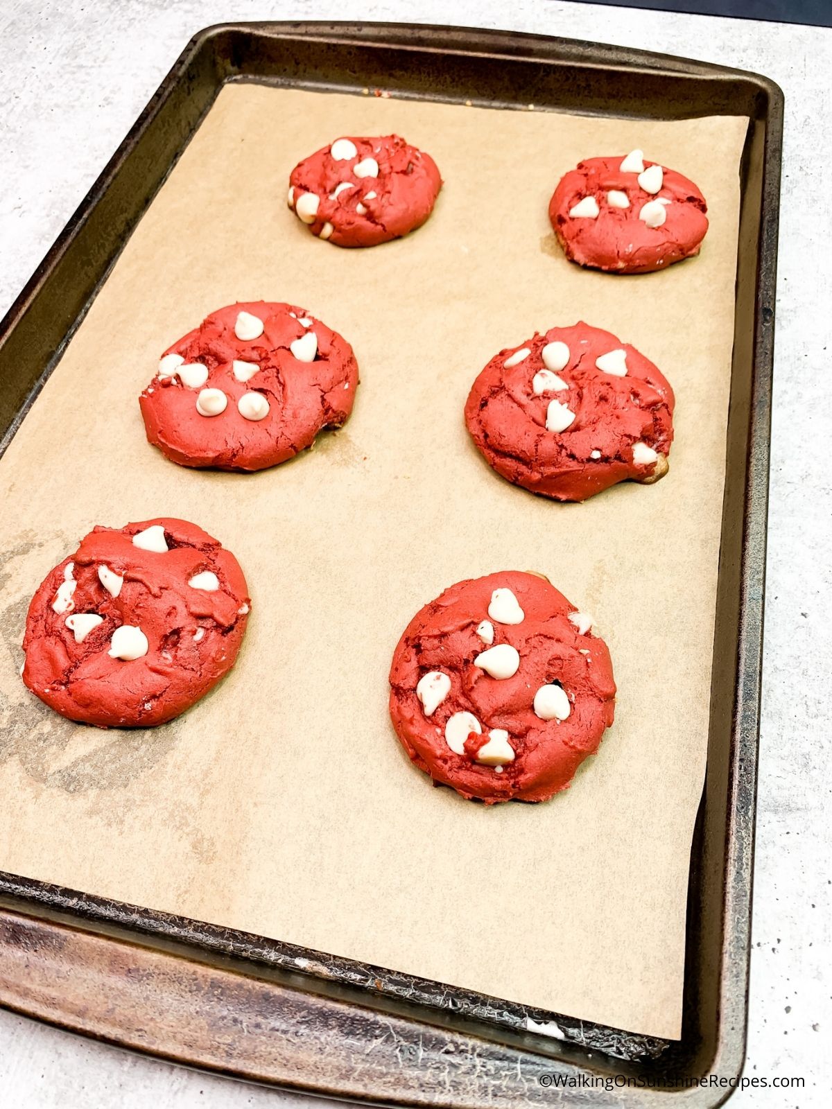 Baked Red Velvet Cookies.
