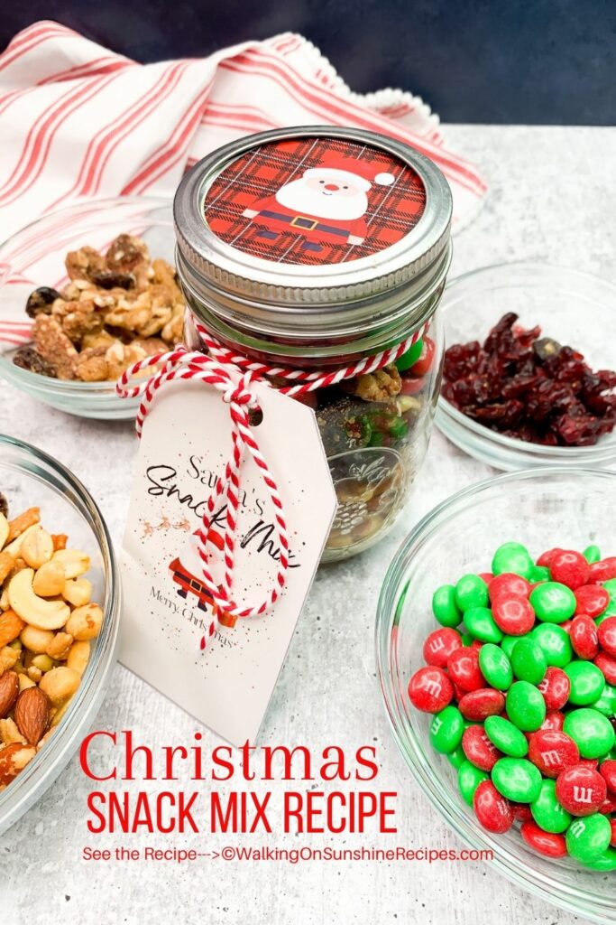 Christmas Snack Mix in a Jar - Walking On Sunshine Recipes