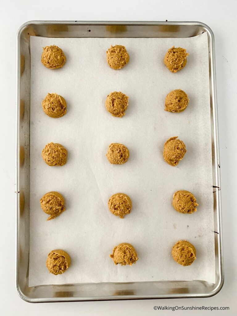 Cookie Dough on baking tray.