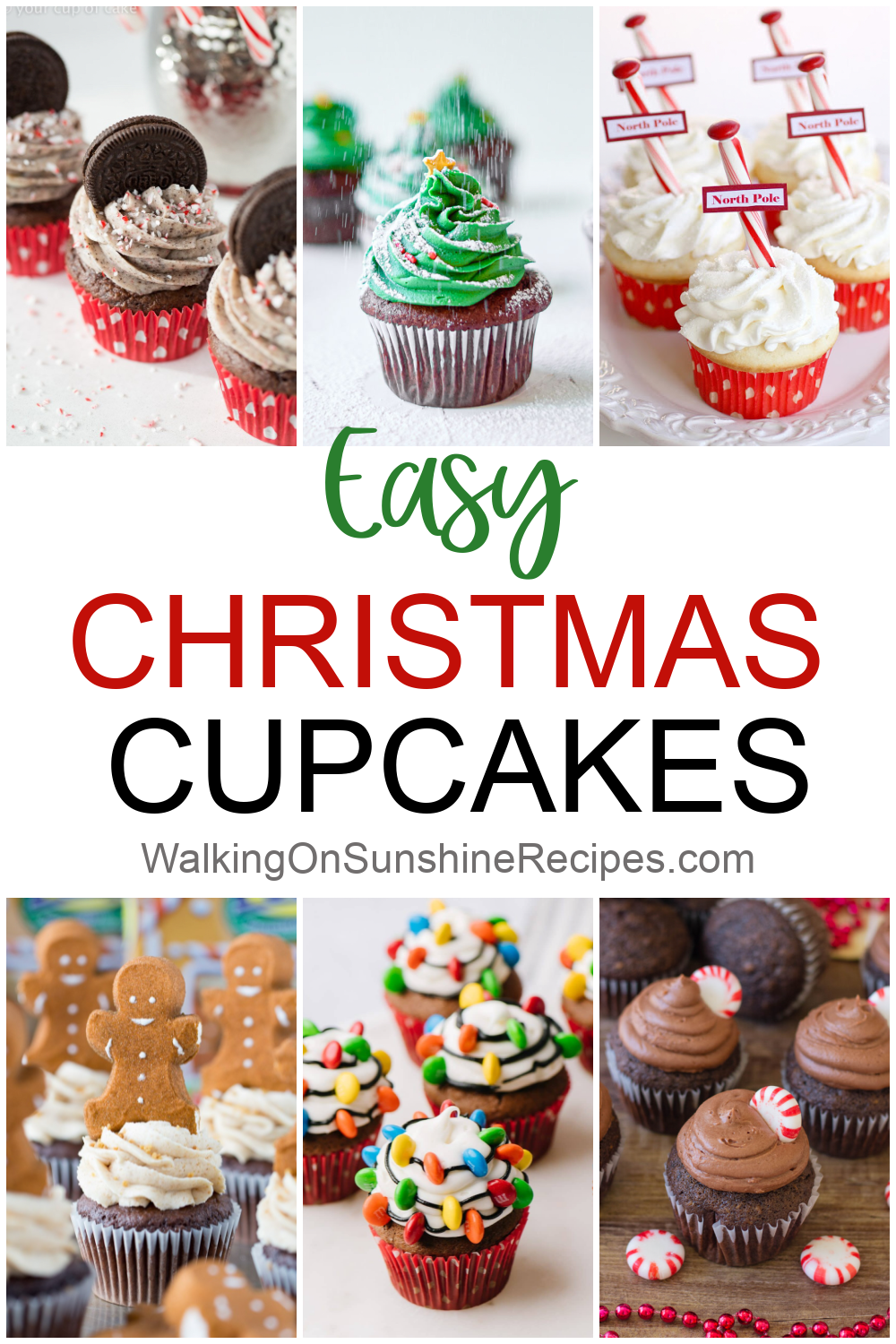a collection of Christmas cupcakes. 