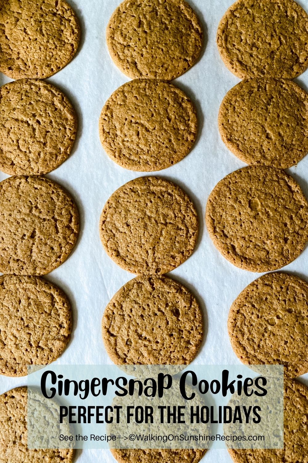 Bake gingersnap cookies on tray. 