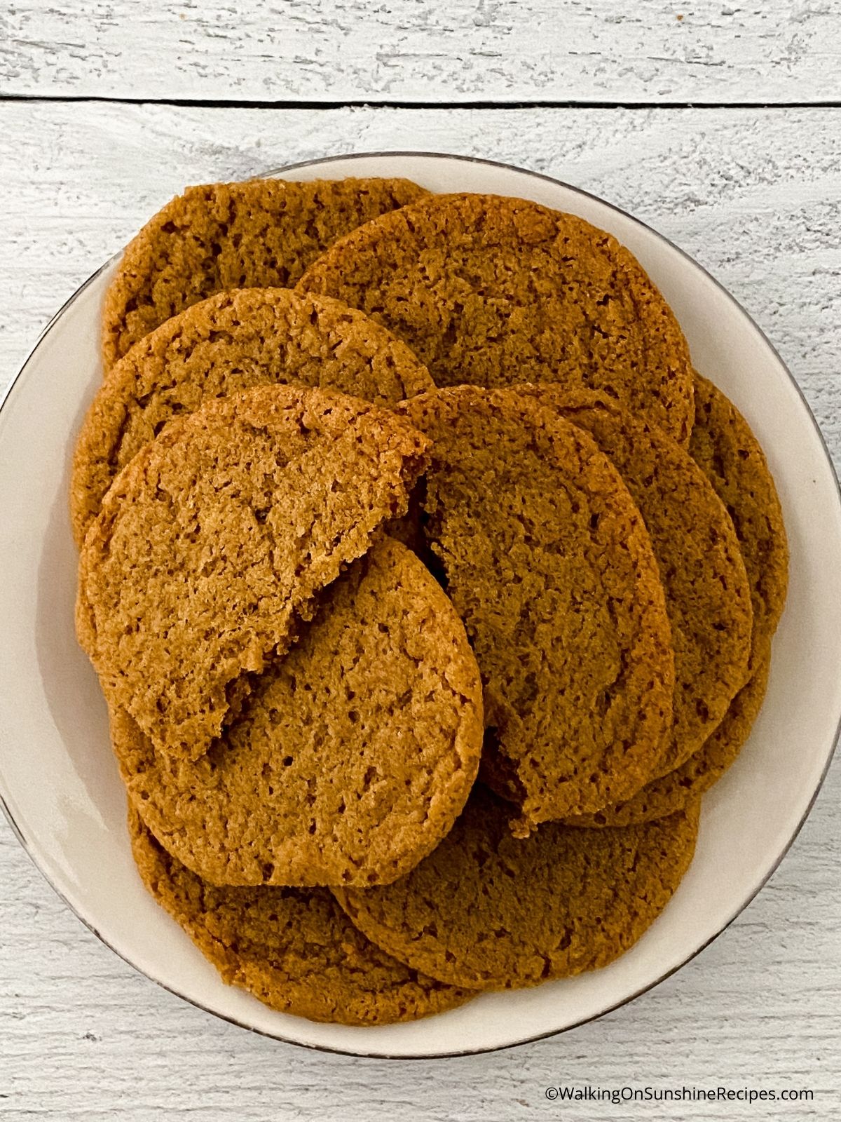 Gingersnap Cookies on plate. 