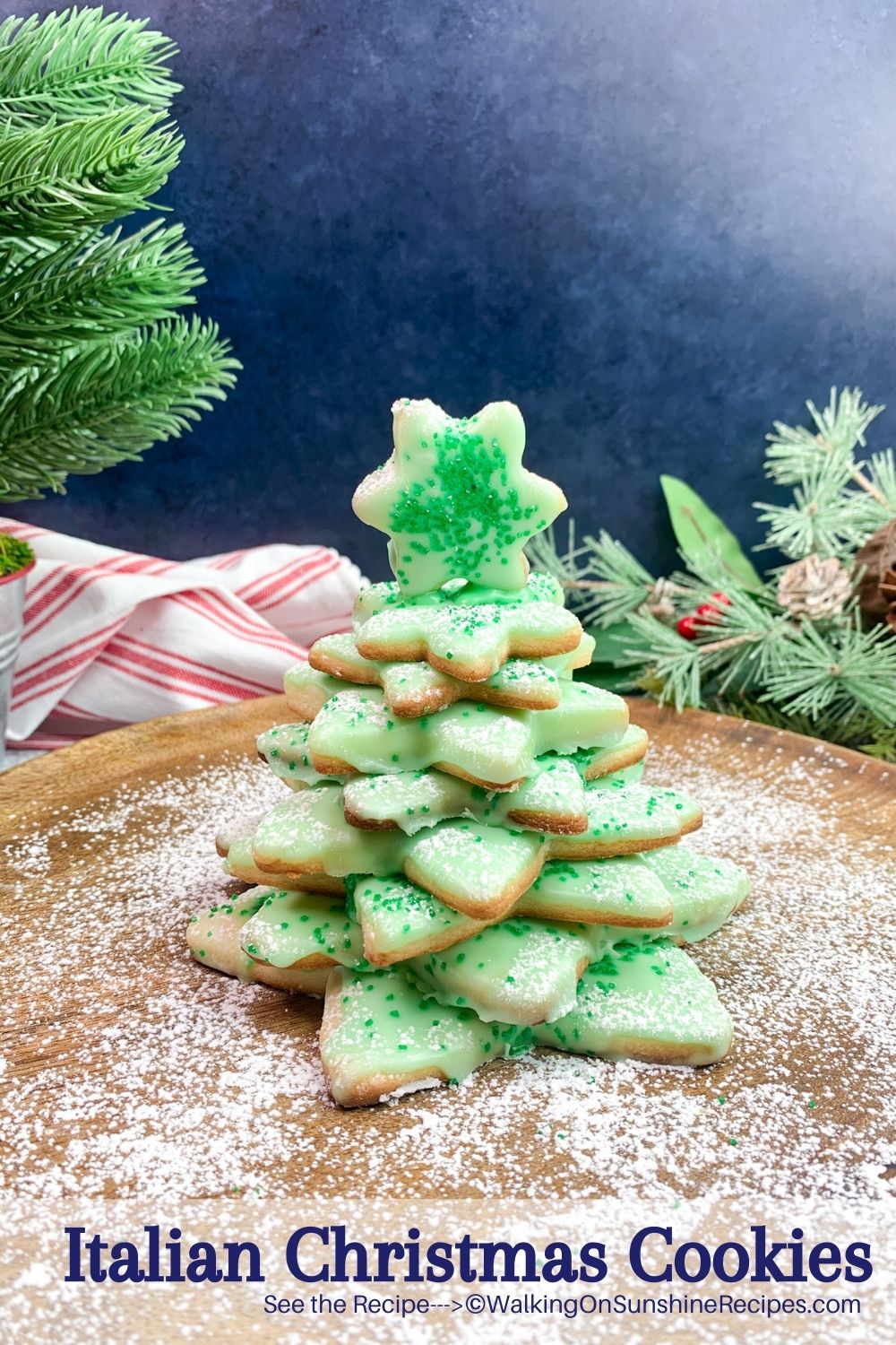 Italian Christmas Cookies in the shape of a tree. 