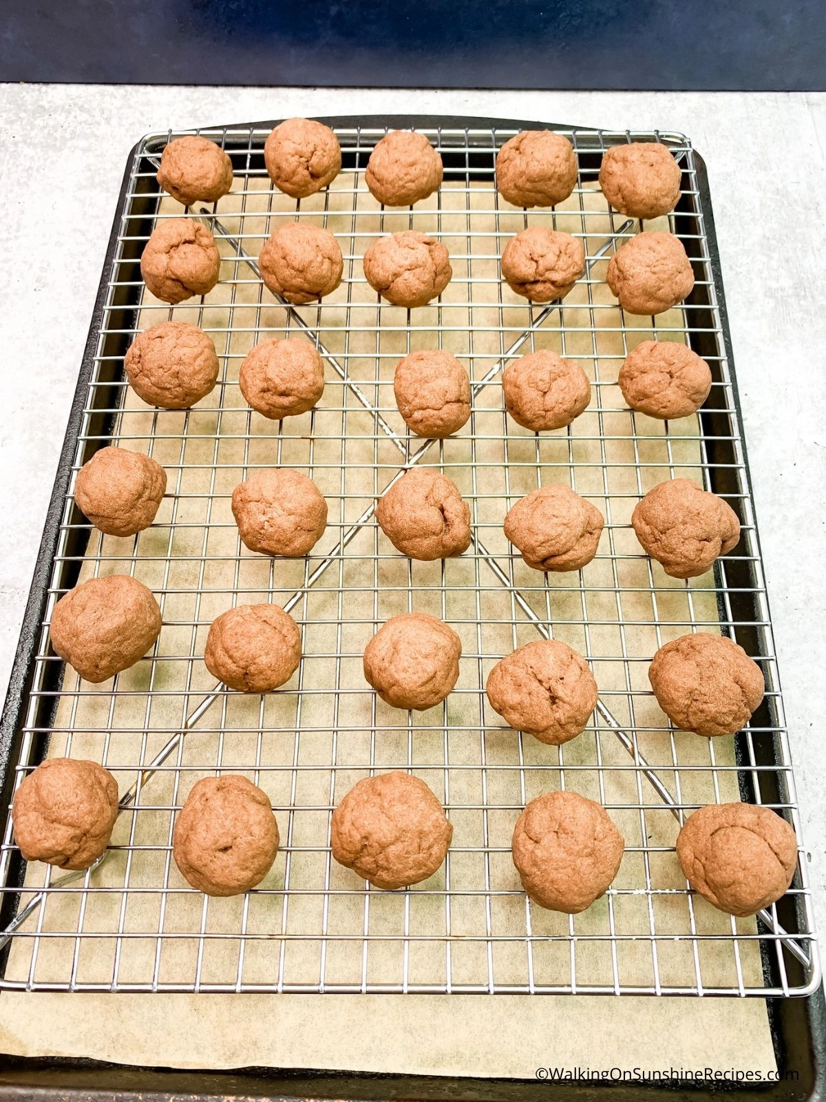 cookies baked on cooling rack.