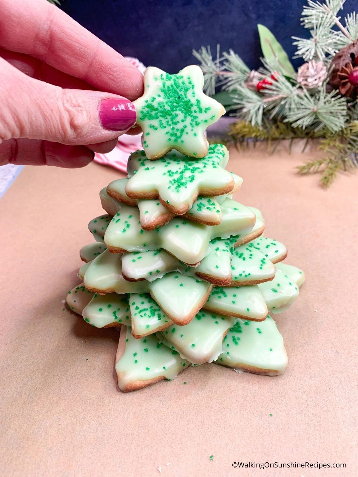 stack cookies for a shape of a tree.