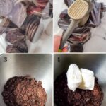 Crushed Oreos with cream cheese for truffles.