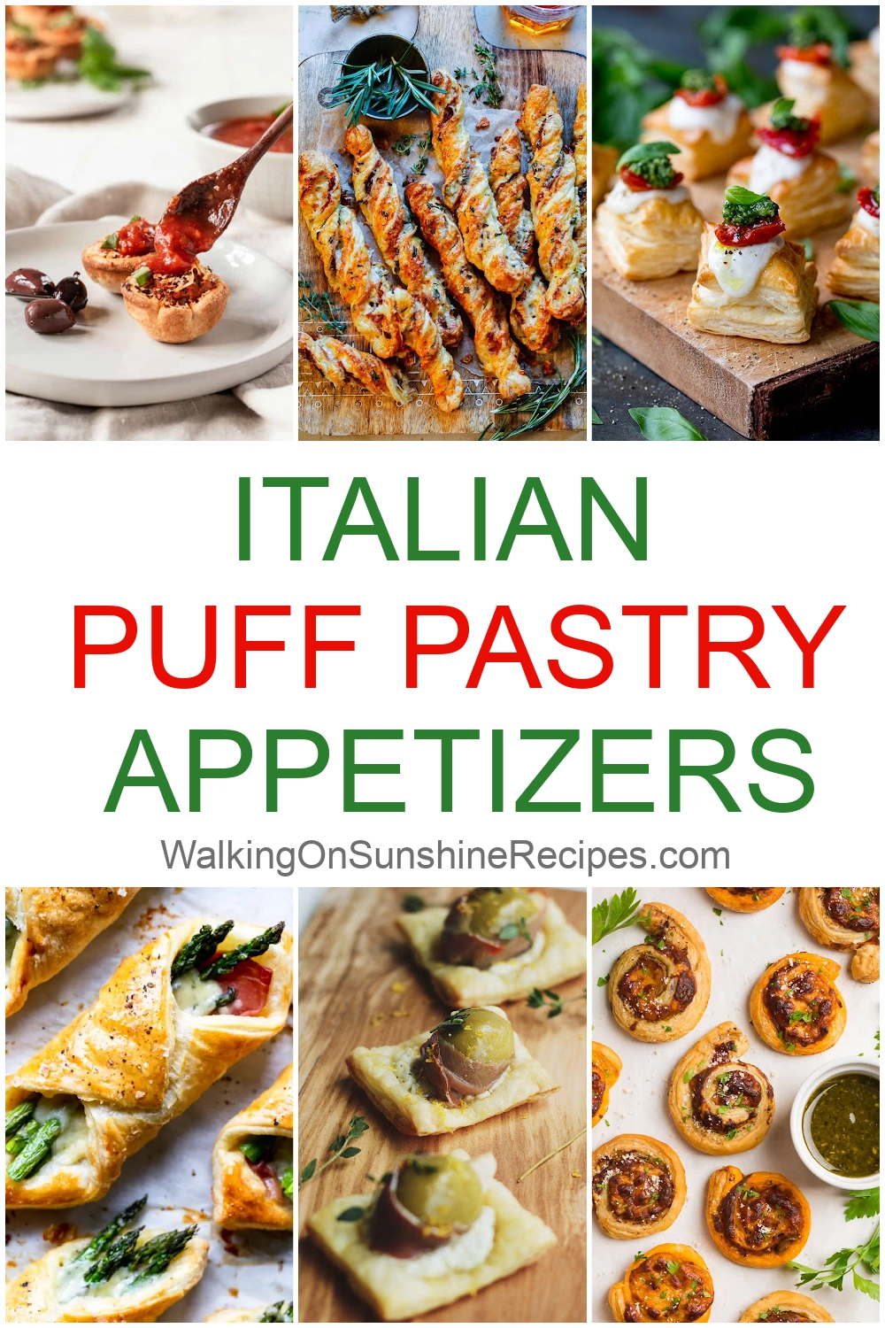 Collection of Italian Puff Pastry Appetizers. 