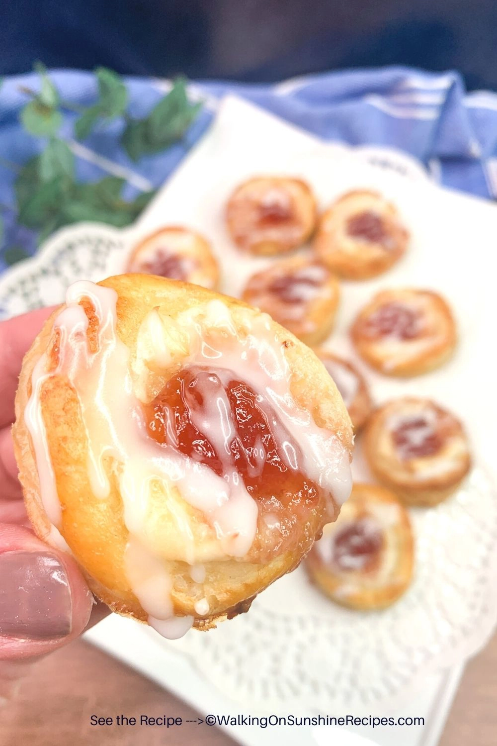 strawberry jam and puff pastry circles. 