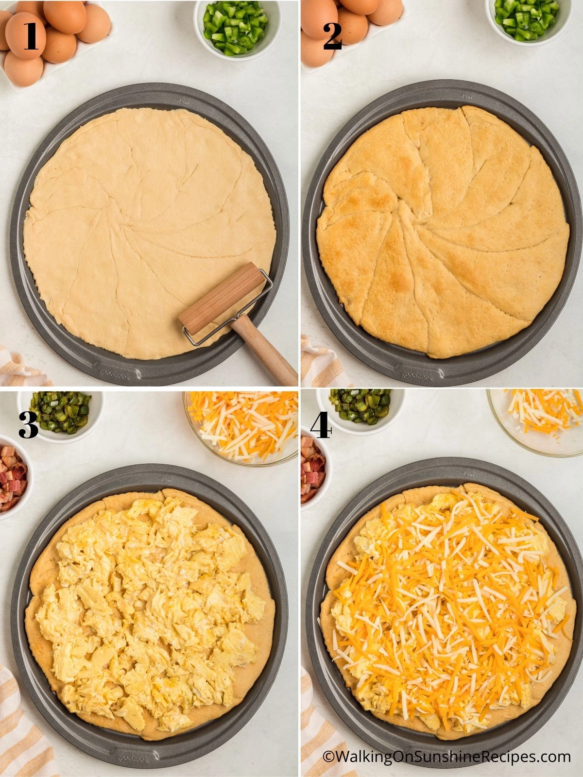 breakfast pizza recipe with crescent roll dough.