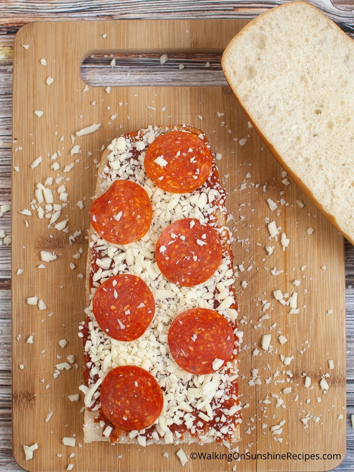 Bread Pizza in Air Fryer with Sliced Pepperoni.