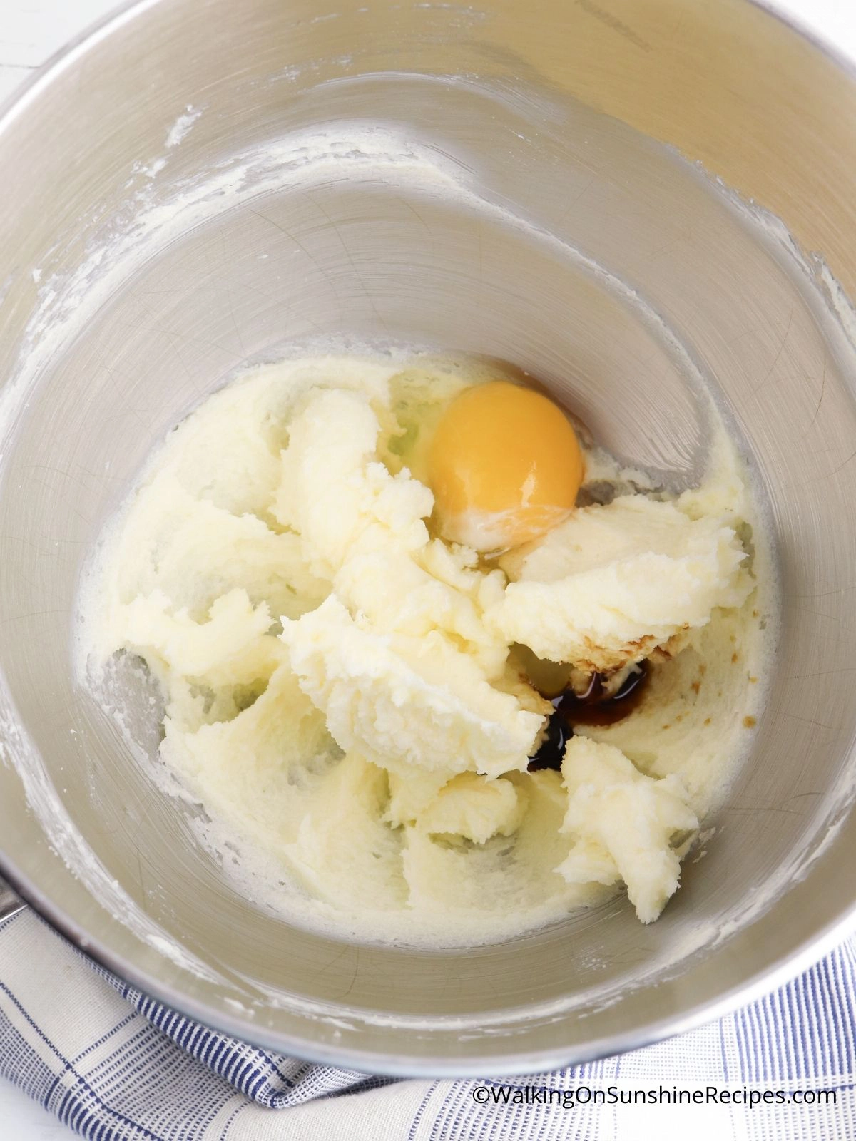 Creamed butter and eggs.