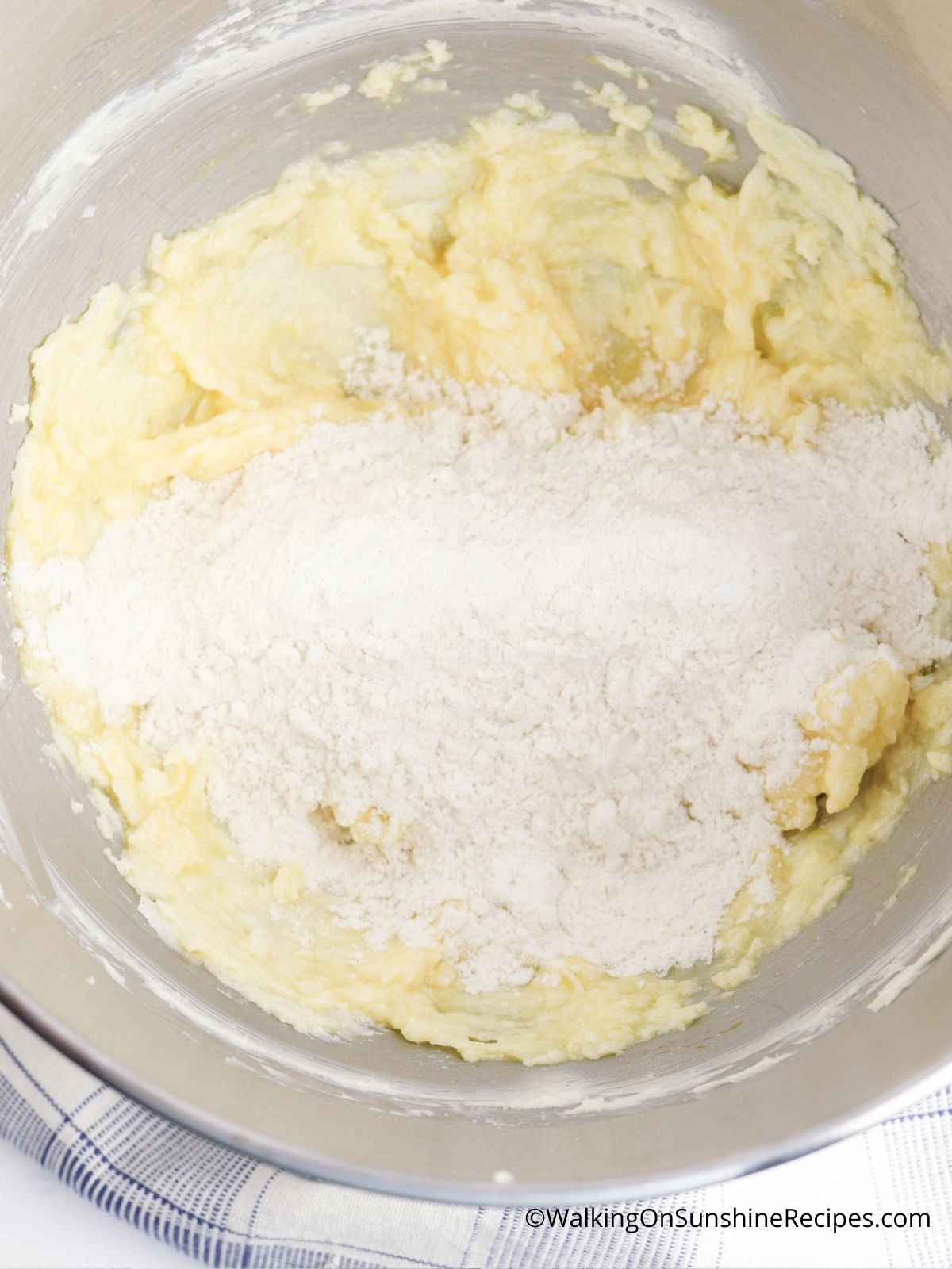 Dry ingredients with butter mixture.