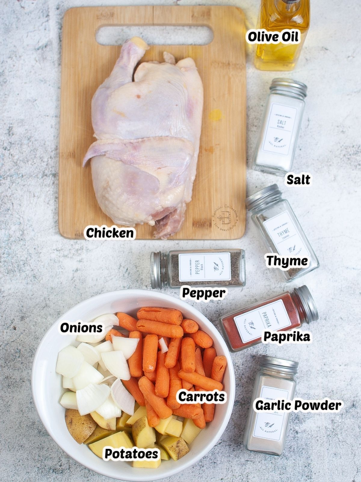 Ingredients for Chicken made in the Air Fryer.