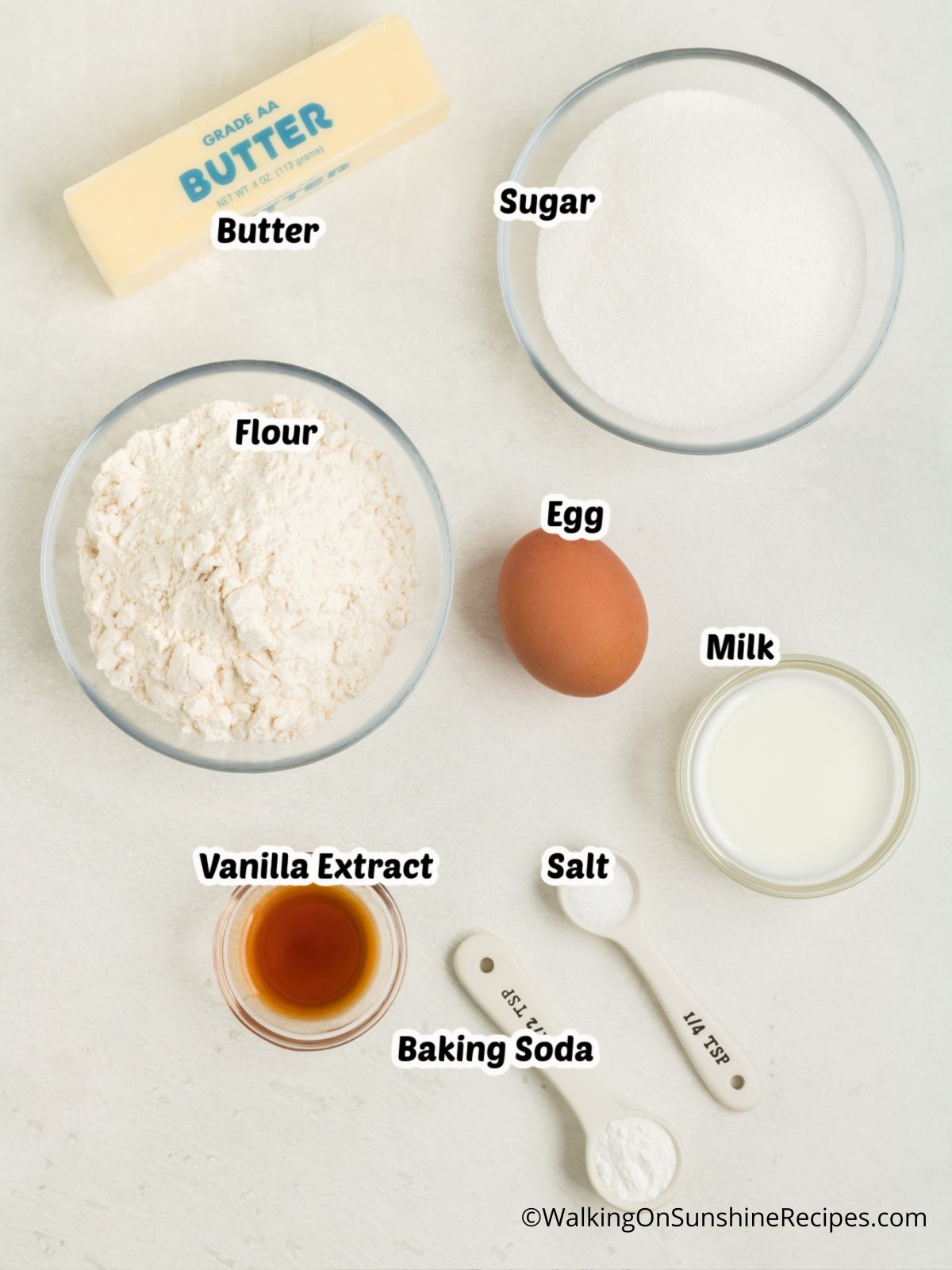 Ingredients for sugar cookies.