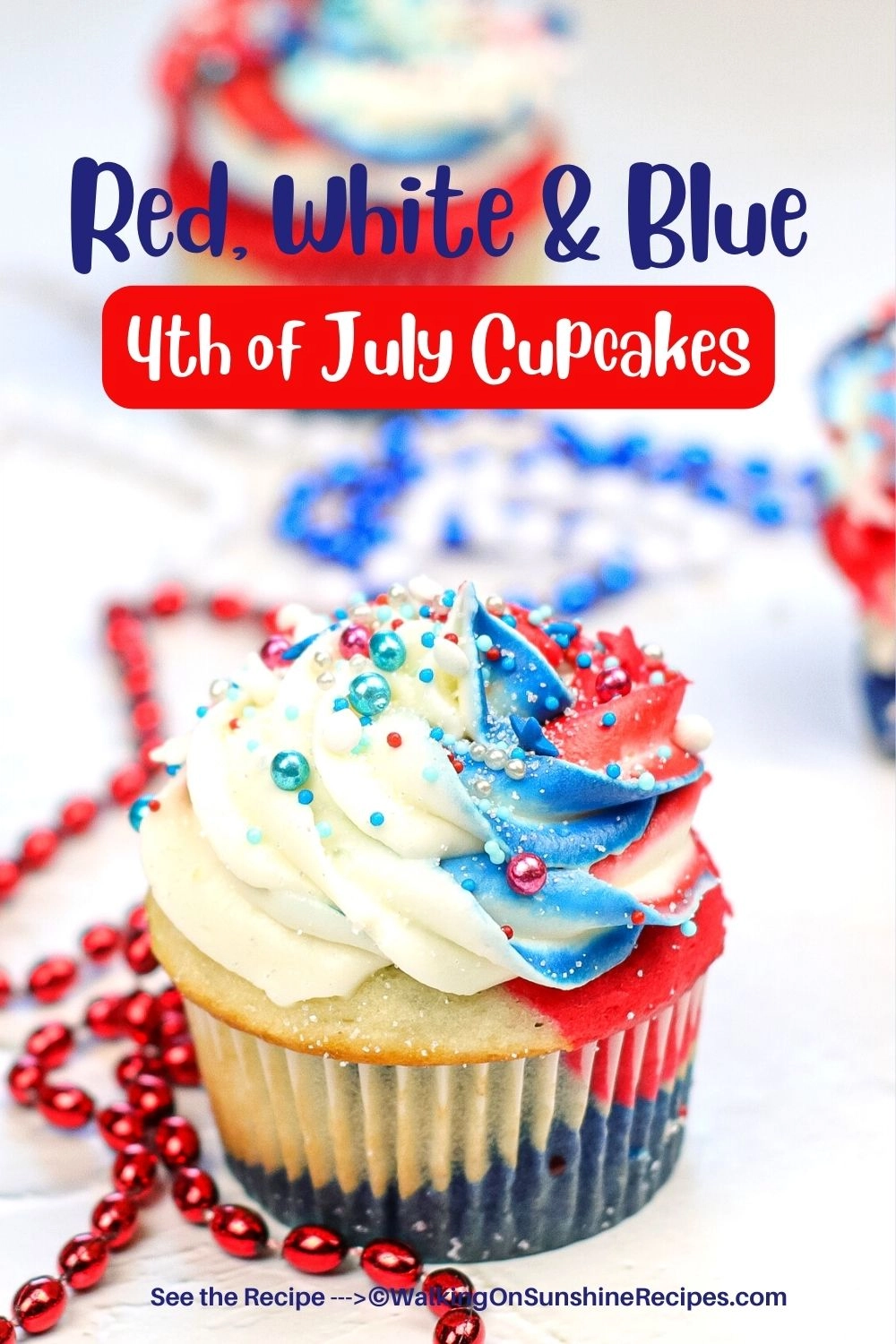 Red white and blue cake cupcakes.