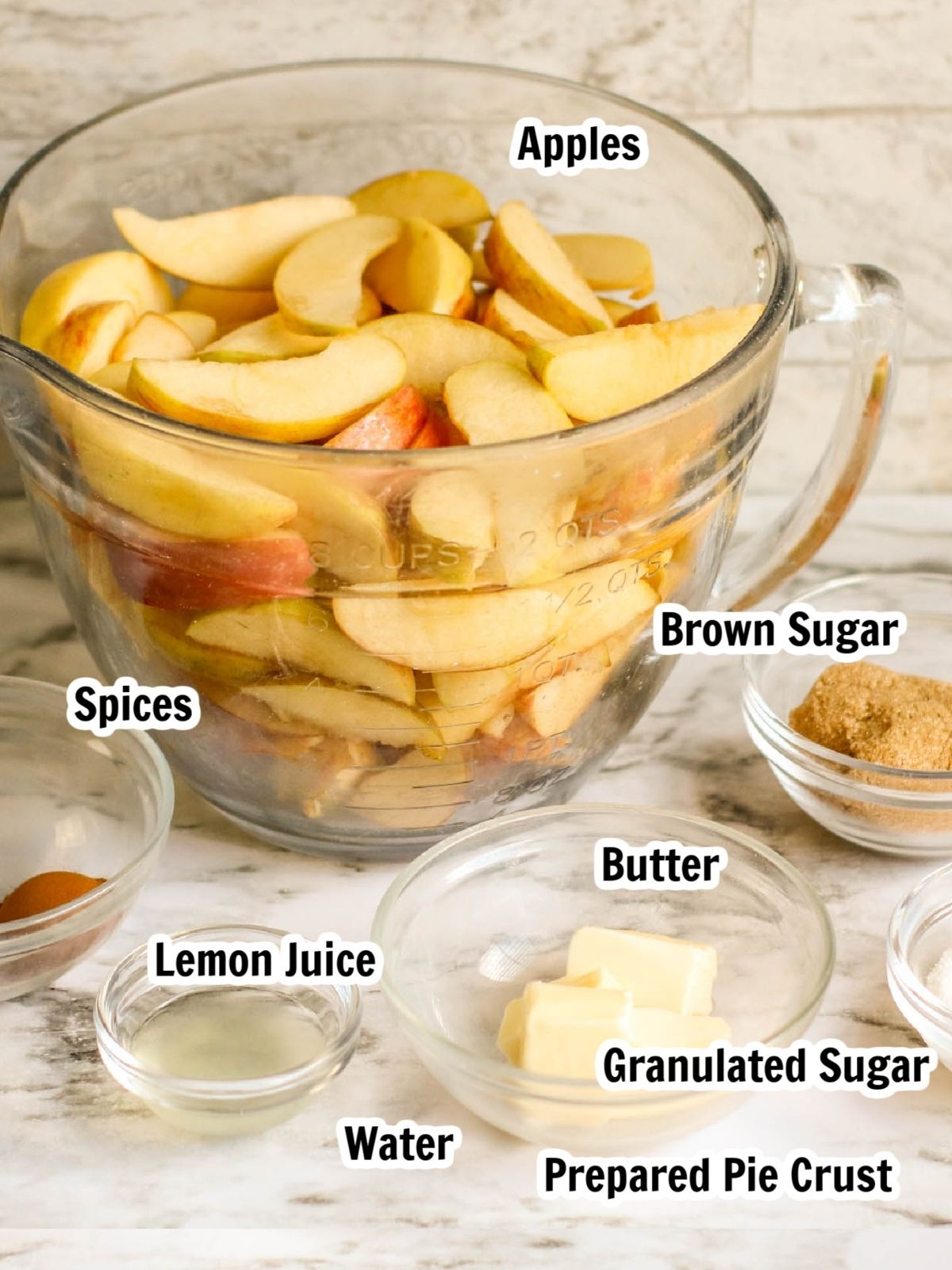 Ingredients for apple tart.