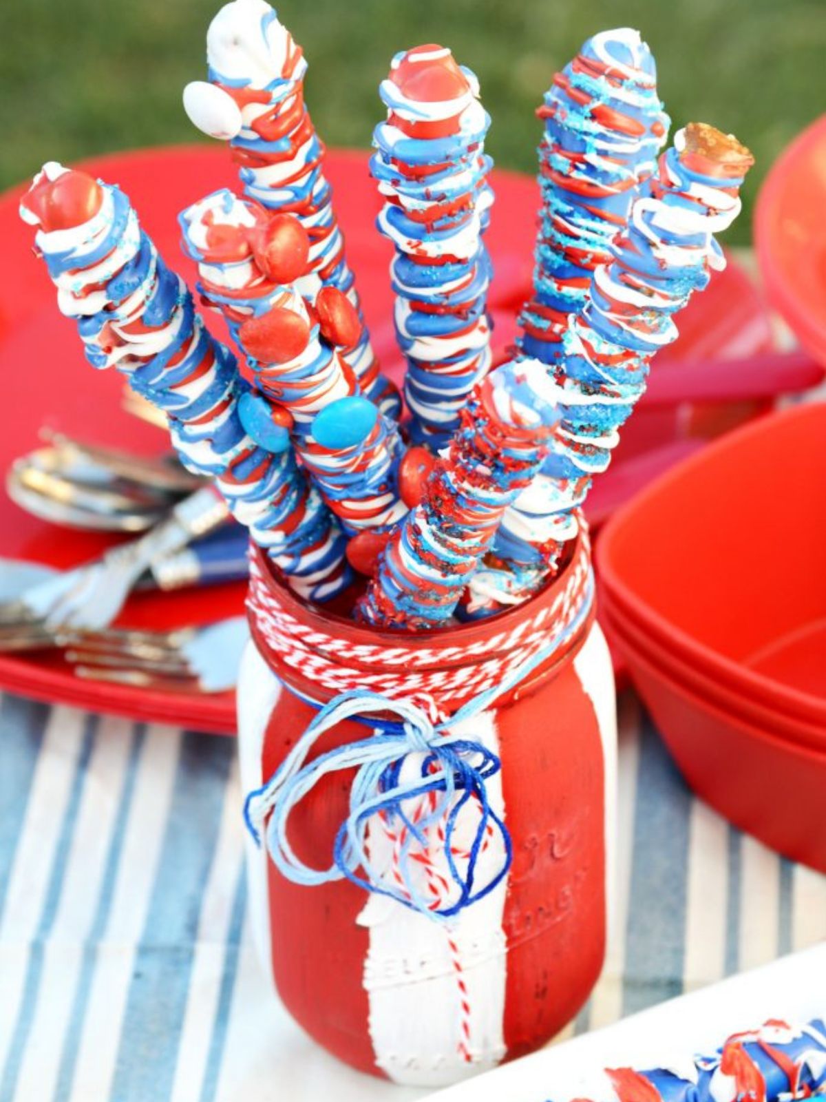 red white and blue pretzels from Meatloaf and Melodrama.
