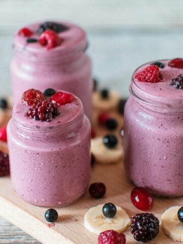 Berry Smoothies with fresh berries.