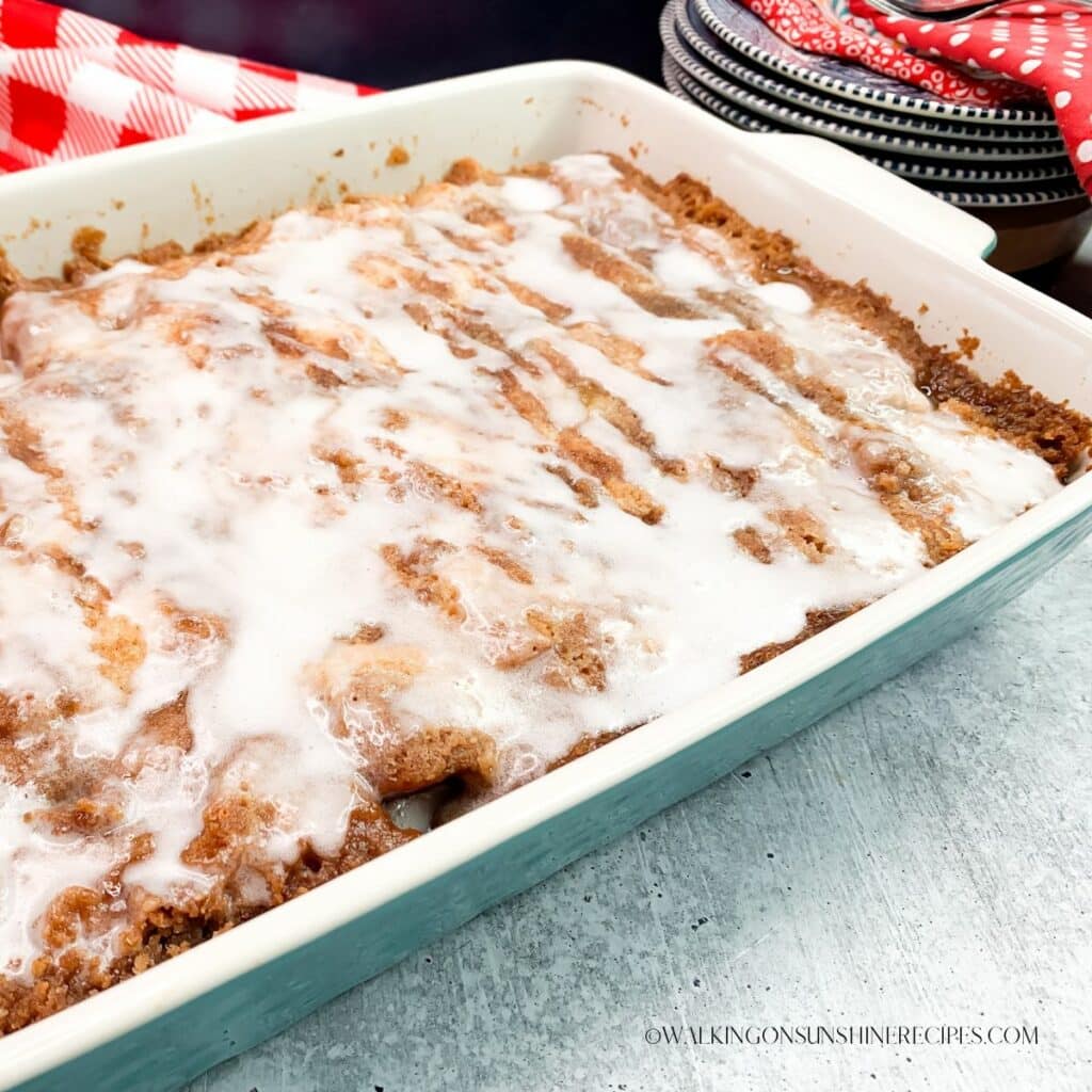 Cinnamon Roll Casserole with Krusteaz Walking on Sunshine
