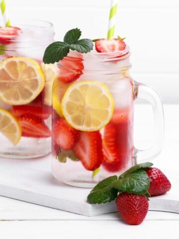 Fruit infused strawberry and lemon water recipes.