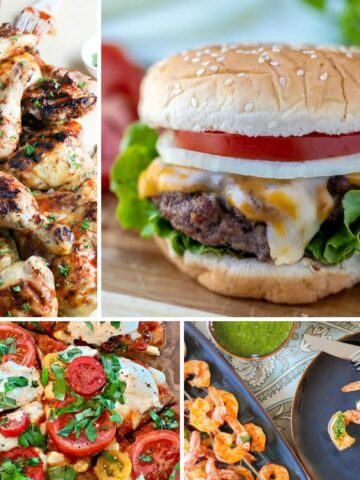 pizza, shrimp, burger recipes made on the grill for summer.
