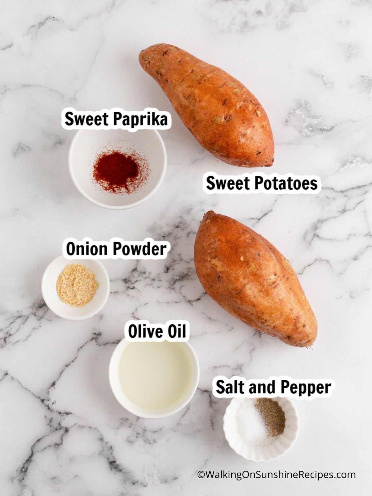 sweet potatoes and seasonings.