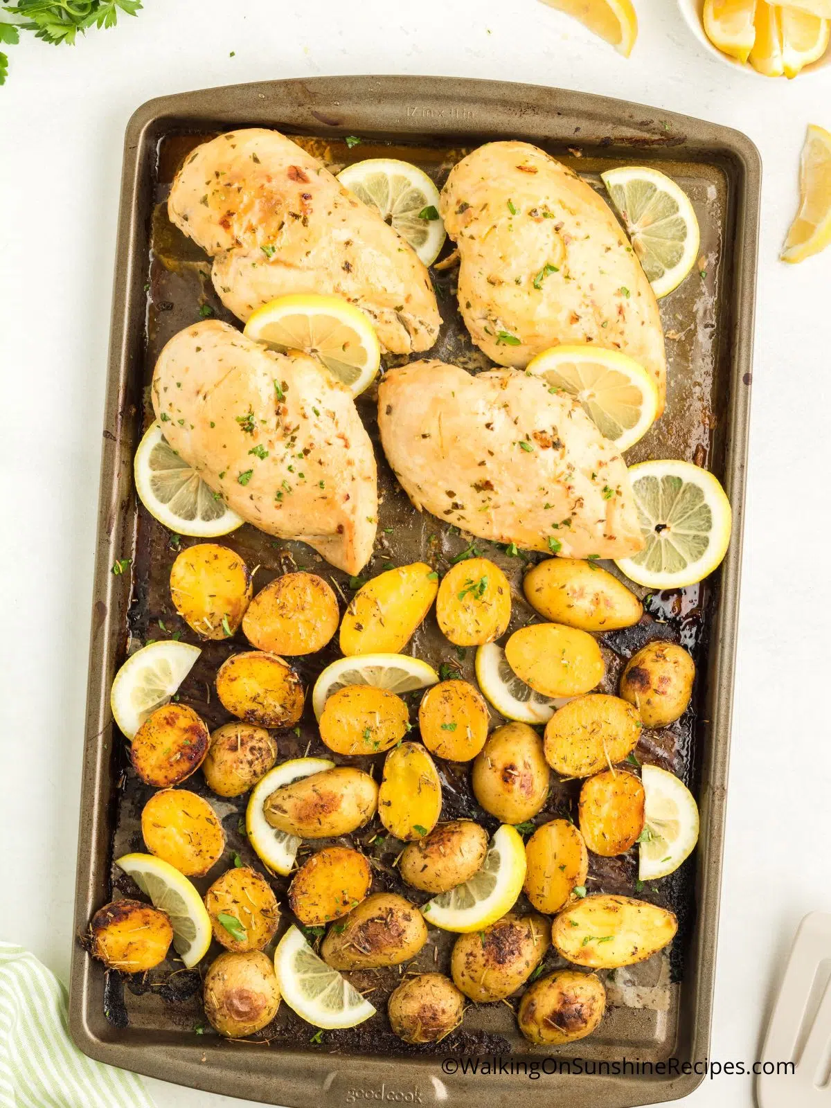 baked chicken breast and potatoes one pan.