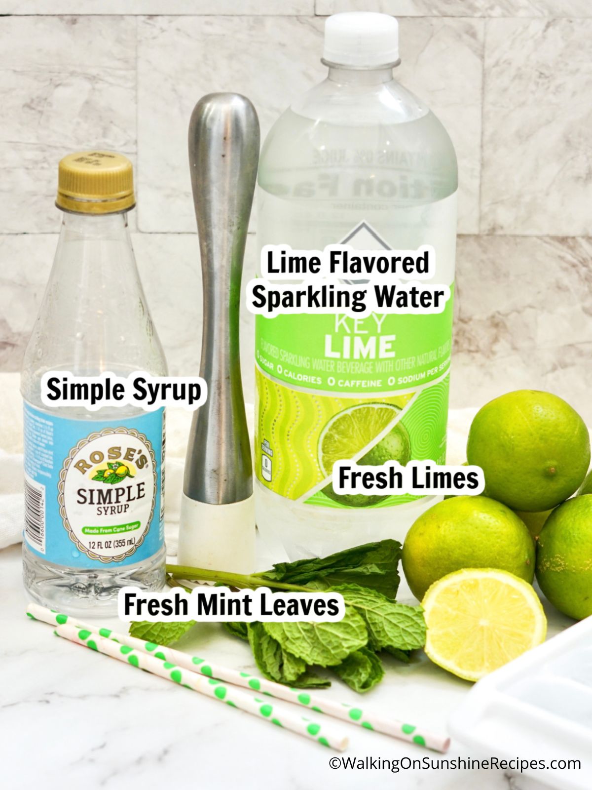 Ingredients for sparkling lime water.